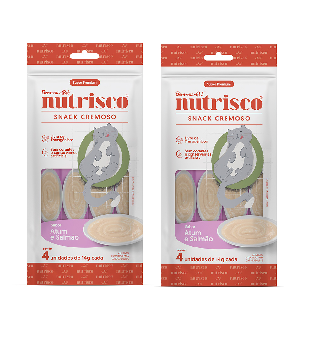 Snack Nutrisco Cremoso para Gatos Adultos Sabor Atum e Salmão (2x56g)